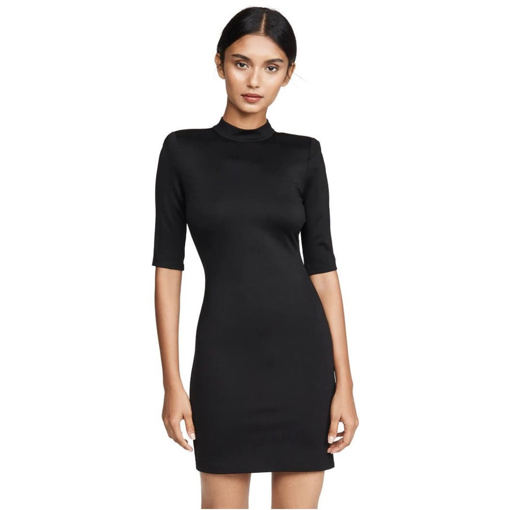 Alice + Olivia Inka Strong Shoulder Mock Neck Dress lbd 4 small mini